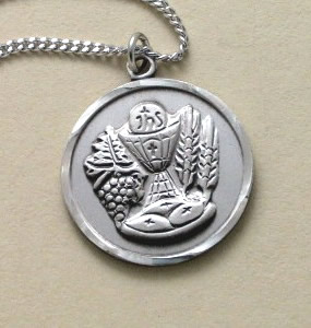 sterling silver First Holy Communion medal